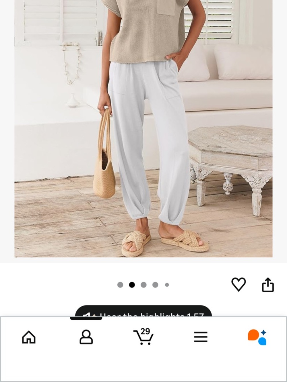 Cozy white Knit Jogger Pants